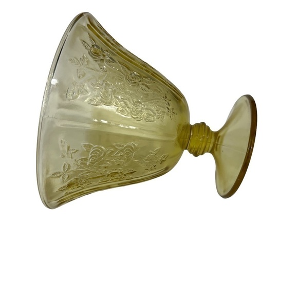 𝅺1930'S Federal Glass Company Cabbage Rose Yellow Candy Dish - Picture 7 of 9